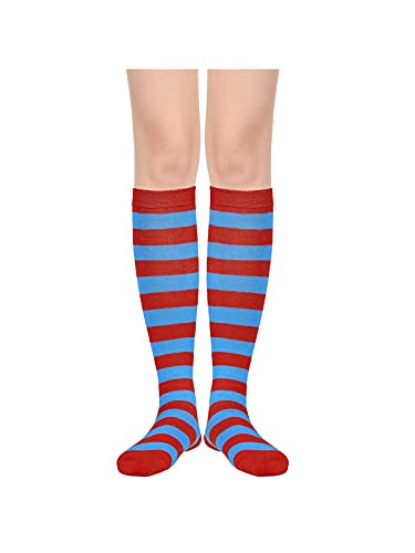 Image of Century Star 3 Pairs Striped Knee High Tube Socks for Women Casual Long Stockings
