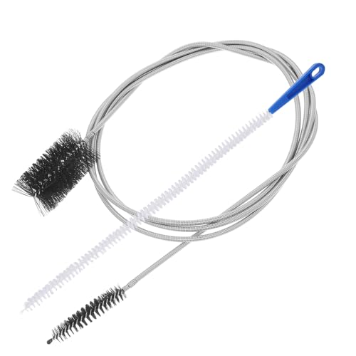 PRETYZOOM 2 Piezas limpiador de desagües cepillo de baño kit de limpieza removedor de obstrucciones Cepillo de limpieza para pecera cepillo de filtro para estanque de peces Acero inoxidable