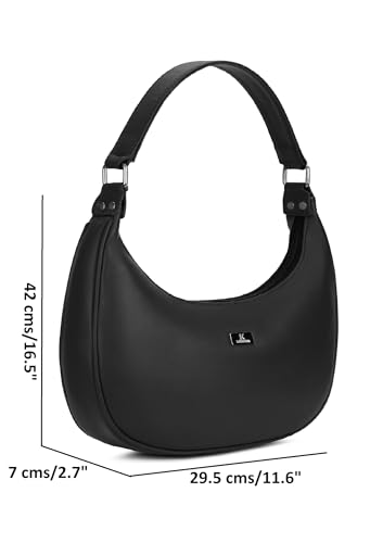 Image of K London Vegan Leather Half Moon Women's Black Hobo Shoulder Bag with Kimirica Love Story Cleanse & Nourish Duo Set - Premium Handbag & Bath Combo for Women