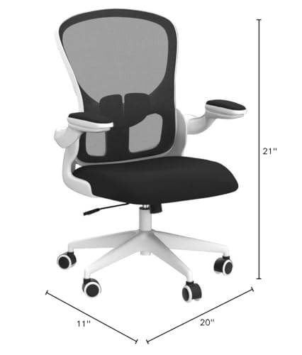 Image of FelixKing Office Desk Chairs, Ergonomic PC Desk Chair with Wheels, Adjustable Lumbar Support and Height, Swivel Computer Chair with Flip-up Armrests, Ergo Mesh Backrest for Working (White)