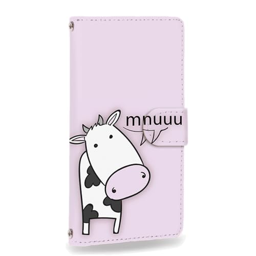 AQUOS wish4 用 SH-52E A403SH 対応 手帳型 スマホケース カードスロット wish4のケース カード収納 ケータイカバー マグネット 牧場ミルク うし キャラクター ピンク 172a02c