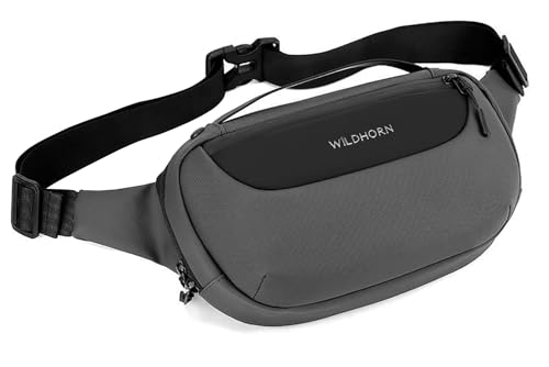 Wildhorn Crossbody Sling Bag for Men | Compact Waist & Chest Bag | Water-Resistant Travel Fanny Pack with Adjustable Strap for Daily Use, Hiking & Outdoor Activities. (Grey)