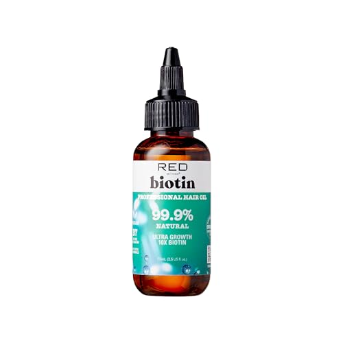 Red by Kiss Biotin Infused 99.9% Natural Hair Oil 2.5 Fl Oz Supports Growth & Healthy Hair Organic Vegan Blend for All Hair Types Unisex
