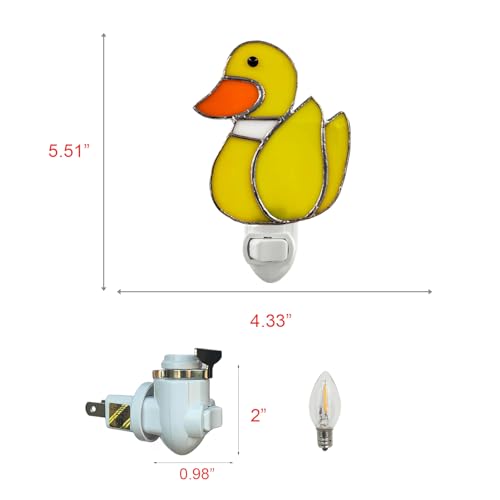 Image of CHEZBABY Stained Glass Night Light Plug into Wall Lamp Decorative Accent Nightlight for Hallway Bedroom Bathroom Kitchen Home Decor(Cute Duck)