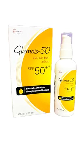 Image of Glamois-50 Sun Screen Lotion, SPF 50+++, Non-Sticky, Immediate Absorption, Water Resistant, 100ml