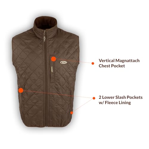 Drake Waterfowl Men's Delta Quilted Fleece-Lined Durable Insulated Lightweight Non-Bulk Outdoor Sports Casual Vest w/Pockets4