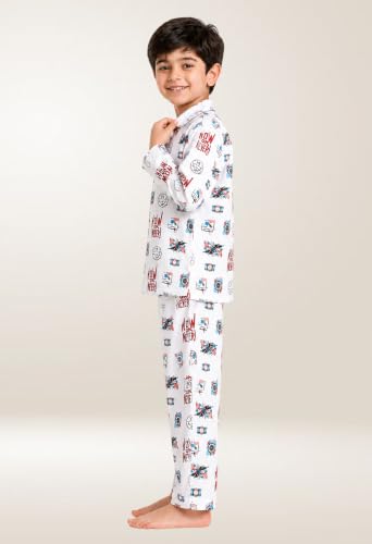 Image of 3BROS Kid's Pure Cotton Full Sleeves Night Suit /Dress for Boys /Girls Full Pajama & Top Sleep Suit Combo Set