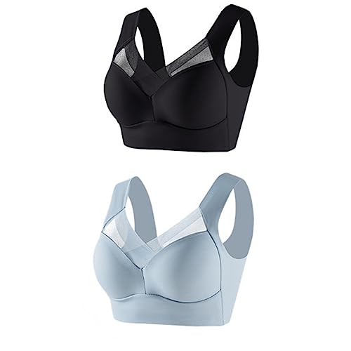 2 sujetadores de malla modernos para mujer, sin aros, sin costuras, sujetador push up, ropa interior clásica, 2 piezas, sujetador deportivo, transpirable, fuerte sujeción, sujetador cómodo, sujetador