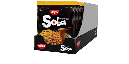 Nissin Bag Noodles Soba – Classic, 9er Pack, Wok Style Instant-Nudeln japanischer Art mit Yakisoba-Sauce, schnelle Zubereitung, asiatisches Essen (9 x 109 g)