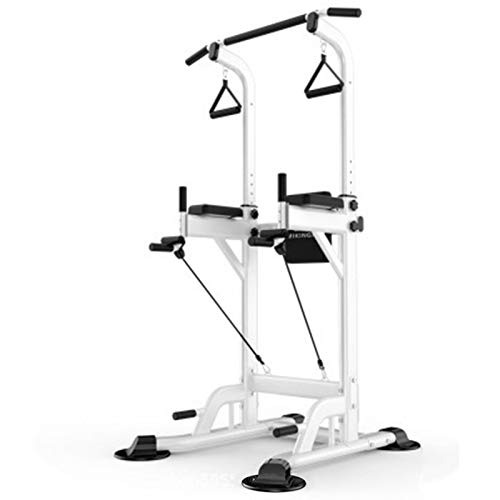 LKJHG Dip Station Power Tower, Multifuncional De Entrenamiento Máquina De Musculación, Power Tower Estación de Dominadas, Soporta hasta 300 kg, Altura Ajustable(165-230 cm),para GimnasioWhite
