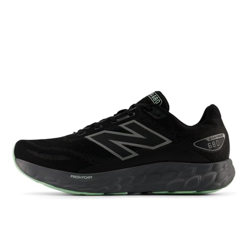 New Balance Men's Fresh Foam 680 V8 Waterproof Running Shoe, Black/Castlerock/Lab Green, 8.5 M