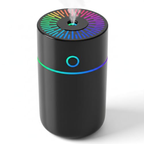 Portable Mini Ultrasonic Humidifier with LED Night Light USB Cool Mist Air Diffuser for Car Bedroom and Office Dual Spray Modes Compact 70x70x128mm Desktop Humidifier