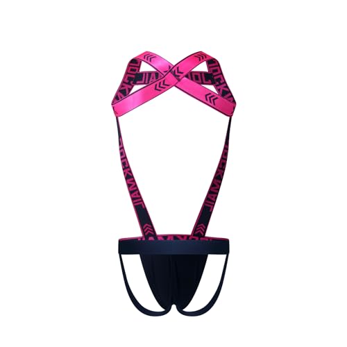 Mens Harness Sport Shoulder Strap with Jock Strap Fitness One-piecs Harness with Jockstrap Bodysuit