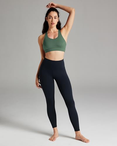 Image of QUEENIEKE BareFlow Women's Sports Bras with Phone Pocket Medium Impact Padded Racerback Workout Gym Crop Top Running Yoga Bra