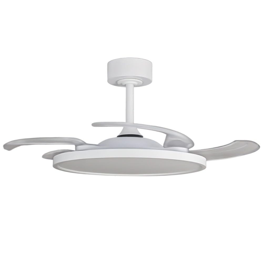 Lámpara Ventilador SLIM con motor DC blanco 4 aspas retráctiles 72W LED