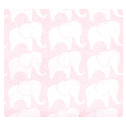 Image of Little Treasure Hudson Baby Cotton Poly Flannel Receiving Blankets Multipack, Pink Elephant, 30x30 inches