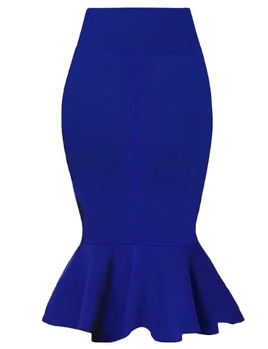 Image of HyBrid & Company Womens Premium Nylon Ponte Stretch Office Fishtail Pencil Skirt High Waist Made in The USA Below Knee