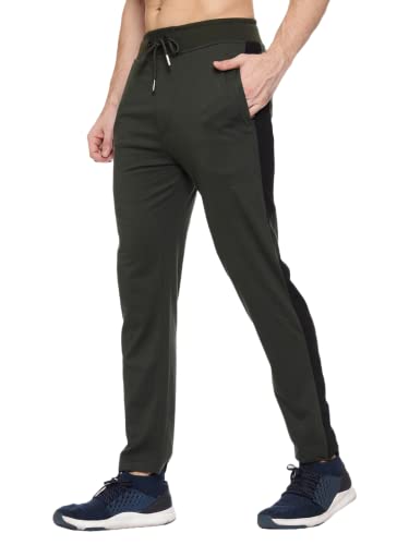 Image of MARK LOUIIS Track Pants for Men: Regular Fit Cotton Blend Lower with 2 Side Zipper Pockets, Back Pocket - Your Go-to for Running, Gym, and Comfortable Style.