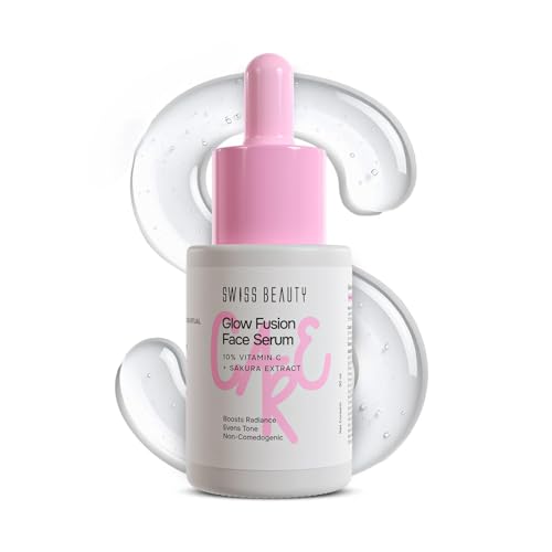 Swiss Beauty Care Glow Fusion Face Serum | Bright & Glowy | 10% Vitamin C & Sakura Extract | Non-Sticky | 30ml