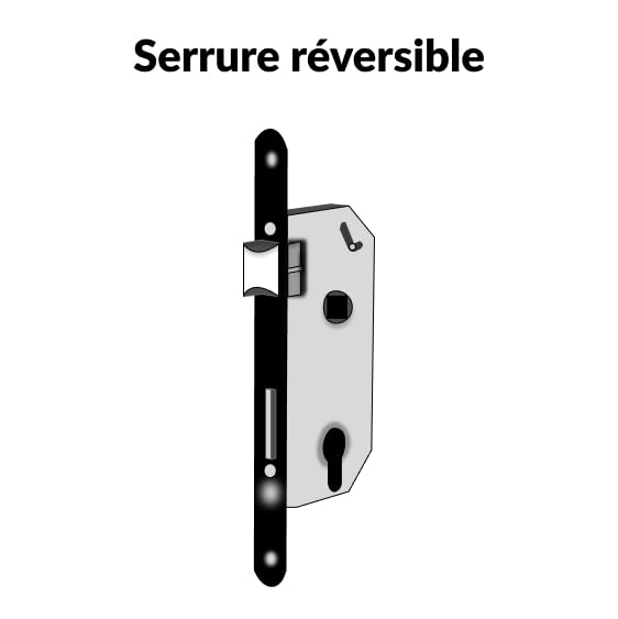 FTH - Serrure Encastrable Haut de Gamme SE 50 - Système de Retournement - Fermeture à Deux Tours - Têtière Nickelée Noir Mat - Coffre Acier - Axe 50 mm - Pour Porte d'Entrée - Noir