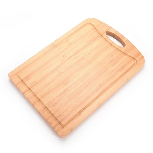 Click Bargain Tabla de cortar de madera con asa, tabla de cortar de bambú, tabla de cortar de cocina para pan, carne, fruta y queso