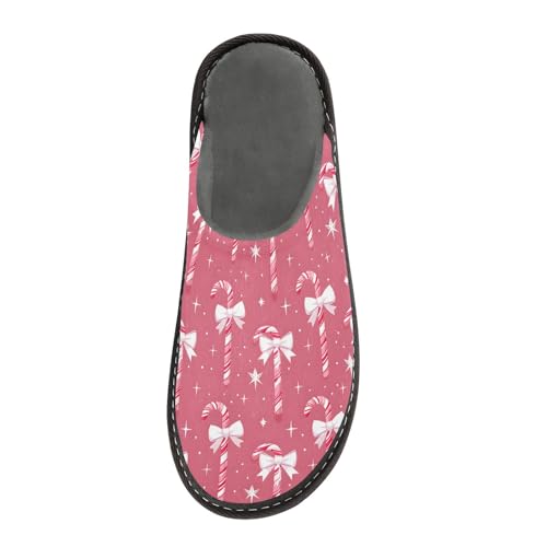 Slippers for Women Bow Star Pink Pattern Soft Winter Warm Shoes Indoor Outdoor Non-Slip House Travel Slippers3