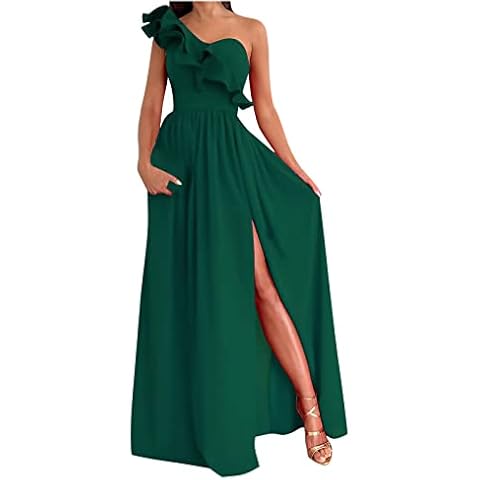 Vestido Largo Mujer un Hombro sin Manga Cover
