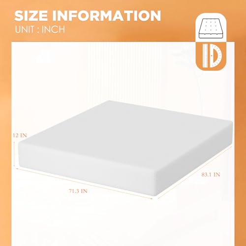 Image of PayLessHere | 12 Inch Cal King Mattress | Medium Firm Base Foam Mattress