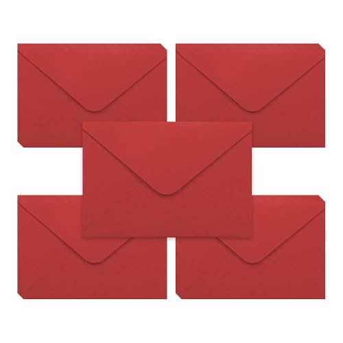 WYAN Mini Envelopes - 50 Pack 15 * 10cm Red Classic Flap Envelopes Small Parts Envelope for Gift Greeting Cards Wedding Business Invitation (Card and Glue not Included)