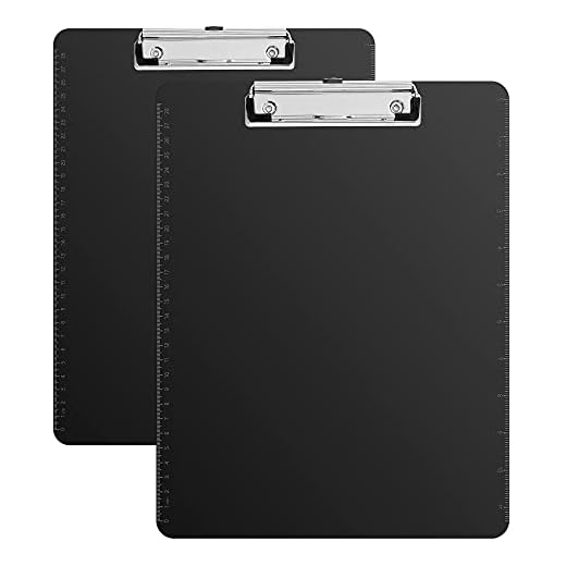 Amazon Basics Plastic Clipboards, Low Profile Clip, Clipboard for classrooms, Offices, Restaurants, Doctor Offices, Black, 2-Pack