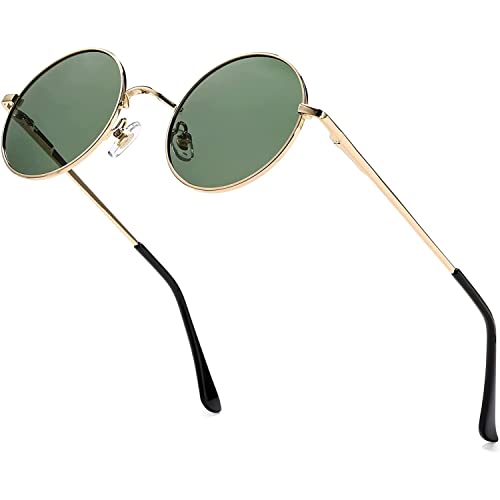 Image of Red Lens Circle Glasses Small Round Polarized Sunglasses for Women Men Retro Hippie Style Circle Sun Glasses