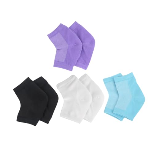 Beatifufu Heel Protectors 4 Pack Gel Socks Elastic Heel Sleeves Cracking Prevention Comfortable for Wear