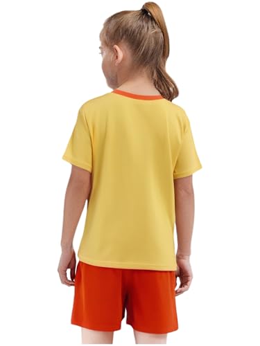 FEESHOW Kids Girls Piece Outfits Short Sleeve Crewneck Tshirts With Shorts Set Workout School Sport Tracksuit2