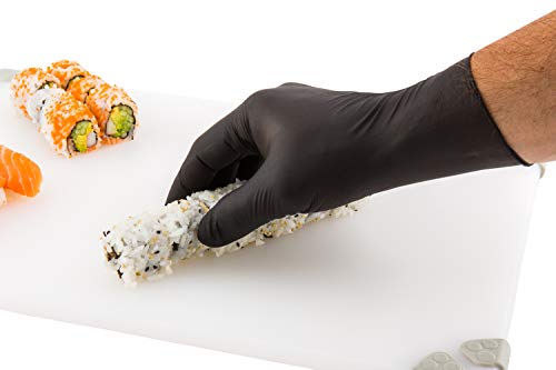 Image of Restaurantware Black Plastic Large Nitrile Gloves, 9 x 4.3 In, 100 Pack