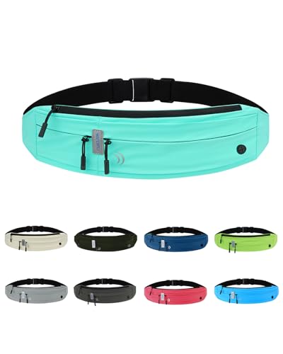 Image of WATERFLY Running Belt Fanny Pack: Runner Marathon Jogging Waist Pack Sport Workout Exercise Fitness Phone Holder Belt for Men Women Jogger Slim Waistband Black