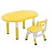 Produktbild LIANGJUN Tisch Stuhl for Kinder Basteltisch Spielzimmer Sicherheit Kindergarten Schule Baby Kunststoff 1 Tisch, 1 Stuhl, 4 Farben (Color : Yellow, Size : A)