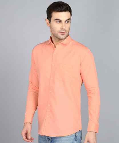 Image of MILDIN Men's Pure Cotton Striped Printed Shirt with Spread Collared Neck Full Sleeve Curved Hemline Button Closure and Regular Fit | Shirt for Man