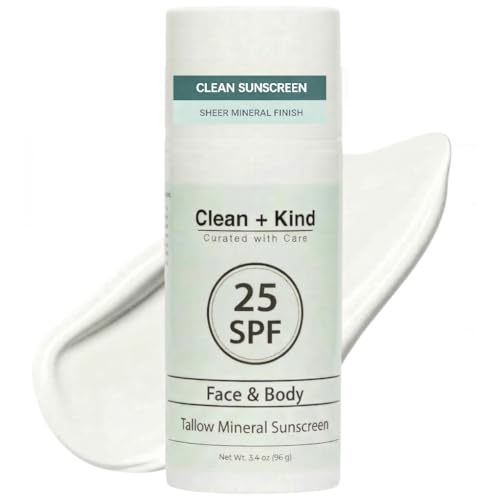 Best Mineral Sunscreen for Seniors Over 60: Gentle Formulas Without Harsh Chemicals 15 Tallow Sunscreen SPF 25 with Non-Nano Zinc Oxide – Natural Mineral, Reef-Safe & Non-Toxic Sunblock for Face & Body – Non-Greasy, Moisturizing Protection for Sensitive Skin (3.4 oz)