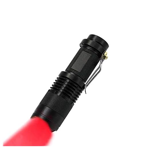 SK68 Red Mini 7W 300LM Zoomable LED Hunting Flashlight Adjustable Focus, 14500 3-Mode Torch for Night Vision