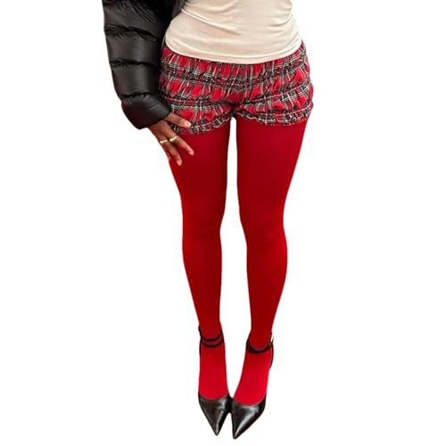 Image of Yuemengxuan Women Y2k Ruffle Shorts Ruched Plaid Shorts Micro Shorts Pajama Bottoms Y2k Cute Fairy Lace Edge Pettipants