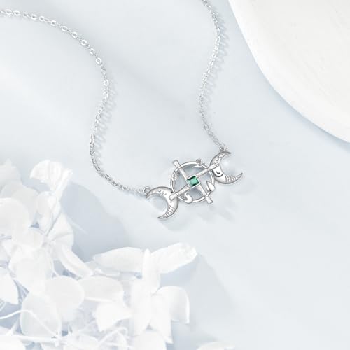 YFN St Bridgets Cross Necklace Sterling Silver Triple Moon Goddess Saint Brigid Cross Pendant Necklace Irish Jewelry for Women Irish Gifts3