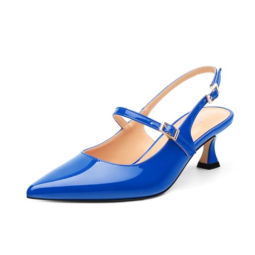 Womens Kitten Heels, Slingback Heels for Women, Closed Pointed Toe Comfortable Pumps Shoes Wedding Dress Shoes for Women Low Heels 2 Inch