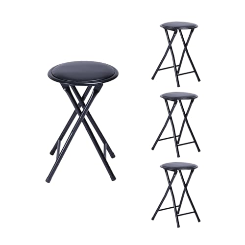 Homy Casa 18-Inch Foldable Barstool with Padded Seat, Space-Saving & Portable Stool for Home Bars, Game Rooms, and Kitchen Islands, Black (Set of 4)