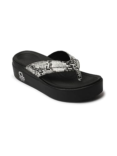 Image of Carlton London women's Snake Print Flatform Thong Sandals