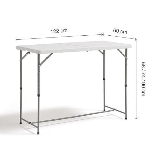 Miniatura 2 de KG KITGARDEN - Mesa Plegable Portátil Multifuncional, 122x60x58/74/90cm, Blanco