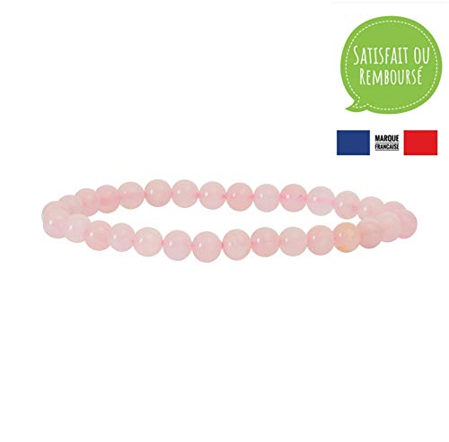 Garaulion Bracelet Pierres Naturelles Femme/Homme, 6mm, Pochette Rangement Offerte,Plusieurs Choix Disponibles [SATISFAIT OU REMBOURSE] (Quartz)
