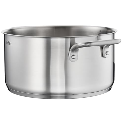 Tefal, Virtuoso Induction Stainless Steel Stewpot 20cm/3.0L + Lid, E4924474, 3X Stronger Titanium Non-Stick Coating, Thermo Signal Technology, Suitable for All Cooktops, Dishwasher Safe