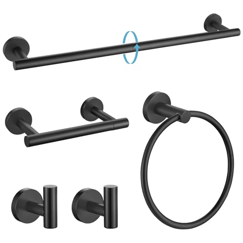 TURS Matte Black 5 Piece Bathroom Hardware Set, SUS304 Stainless ...