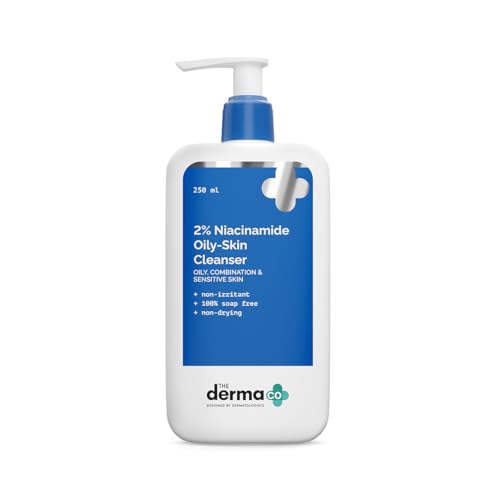 Image of The Derma Co 2% Niacinamide Oily Skin Cleanser for Sensitive, Oily & Combination Skin (250 ml) Non-Irritant | 100% Soap-Free | Non-Drying | Gently Cleanses Makeup