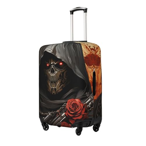 grim reaper and gun death skull black Elastic Travel Luggage Cover Travel Suitcase Cover for Trunk Case 19''-32'' Luggage Protective Cover2